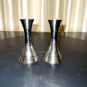 Pair of silver plated candle sticks.